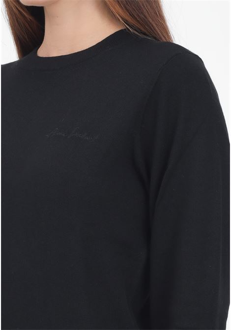 Black crew-neck sweater for women with logo embroidery ARMANI EXCHANGE | 6DYM1JYME3Z1200